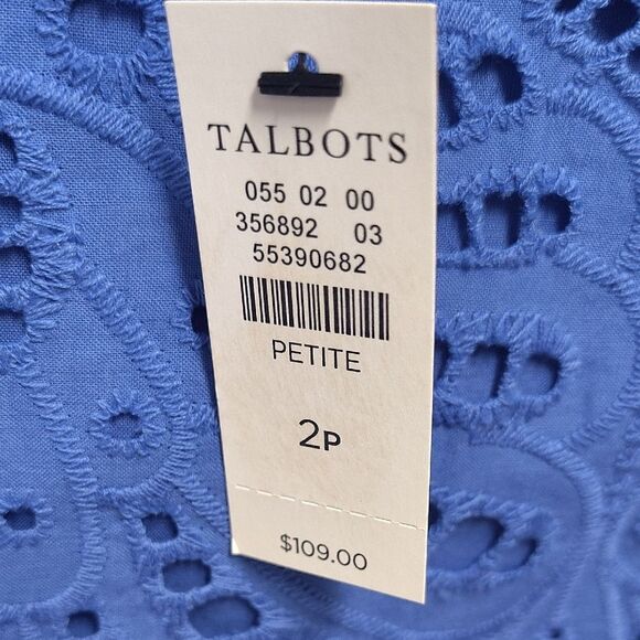 Talbots Blue Puff Sleeve Blouse with Relaxed Ruffled Style - Picture 2 of 4